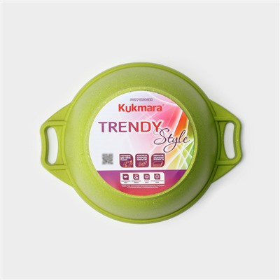 Кастрюля KUKMARA Trendy style, 2 л, d=20 см, h=10.5 см, антипригарное покрытие, стеклянная крышка, литой алюминий, зелёная