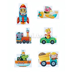 Кубики "Зверотранспорт" 12 шт Baby Toys