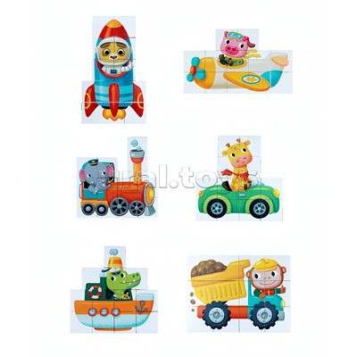 Кубики "Зверотранспорт" 12 шт Baby Toys