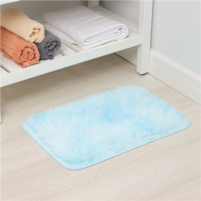 Коврик для дома Доляна «Пушистик», 40×60 см, сине-голубой