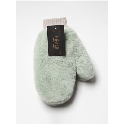 Варежки меховые женские MINAKU пушистые, размер 25 см, мятные