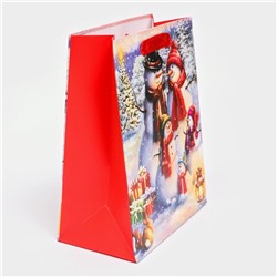 Пакет подарочный новогодний ламинированный «Снеговики»,18×23×10 см