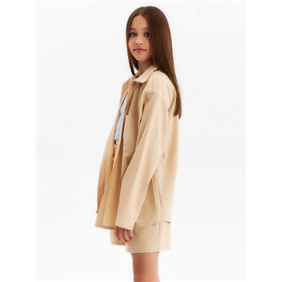 Комплект (рубашка и шорты) для девочки MINAKU, бежевый, рост 134 см