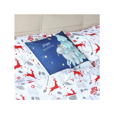 Подушка декоративная новогодняя «Этель. Happy winter», 40×40 см, велюр