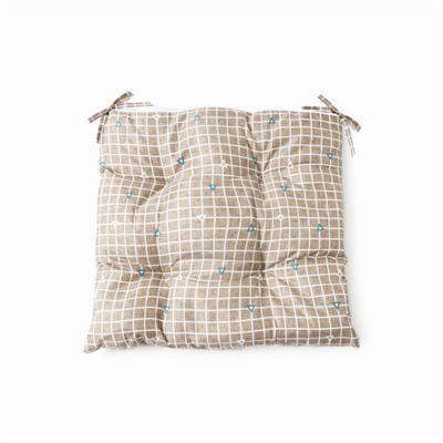 Подушка на стул «Этель. Клетка», 40×40 см, коричневая