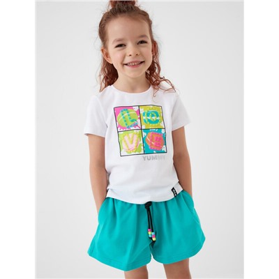 Комплект трикотажный для девочек: фуфайка (футболка), шорты