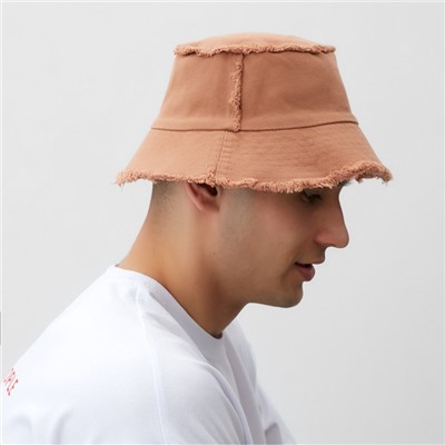 Панама женская джинсовая MINAKU с необработанными краями, бежевая, размер 56-58