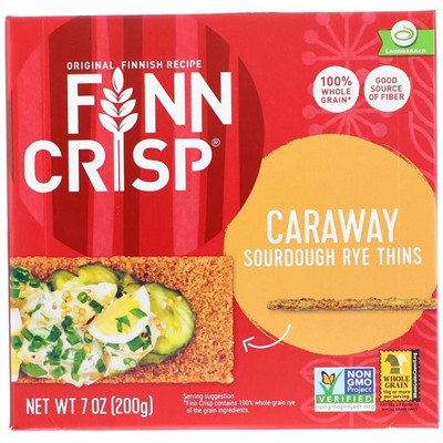 Finn Crisp, Caraway Sourdough Rye Thins, 7 oz (200 g)