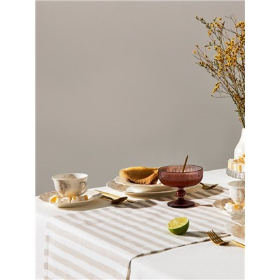 Дорожка на стол Этель Soprano 40×146 см, лён 100%, 180 г/м², белая/серая
