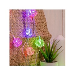 Гирлянда «Нить» 5 м с насадками «Два колокольчика», IP20, прозрачная нить, 20 LED, свечение мульти (RG/RB), мигание, 220 В