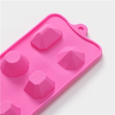 Форма для льда Доляна «Драгоценные камни», силикон, 22.5×10.6 см, 6 ячеек (d=4 см), цвет МИКС