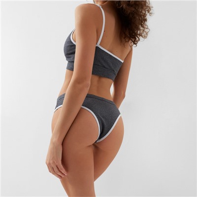 Комплект нижнего белья женский (топ, трусы) Collorista, тёмно-серый, размер 42-44