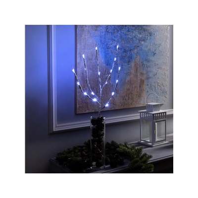 Светодиодная ветка 70 см, 20 LED, серебристая, батарейки AAх2 (не в комплекте), свечение белое