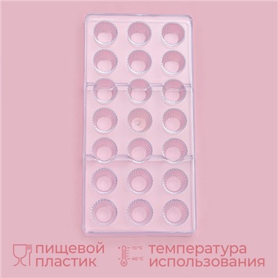 Форма для конфет и шоколада KONFINETTA «Конфетти», пластик, 27.5×13.5 см, 21 ячейка, прозрачная