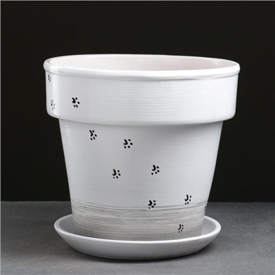 Горшок для цветов «Кот», 7 л, d=27 см, h=27 см, керамический, с поддоном, белый