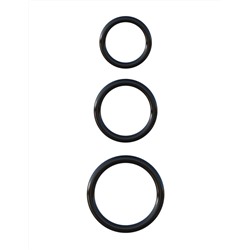 Набор из трех черных эрекционных колец Silicone 3-Ring Stamina Set