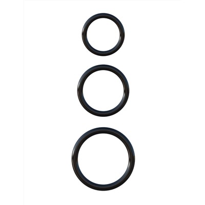 Набор из трех черных эрекционных колец Silicone 3-Ring Stamina Set