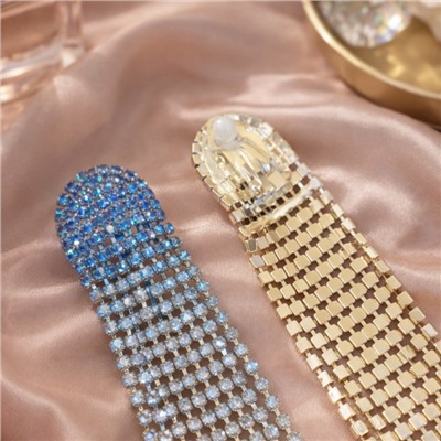 Клипсы женские без прокола "Вечерние", цвет: серебристый и голубой, арт.012.088