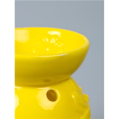 УЦЕНКА Аромалампа для эфирных масел керамика «Стрекоза на цветке», жёлтая, 7.2×7.2×8.3 см