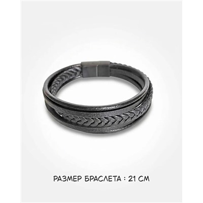 Браслет из стали на кожаном ремешке