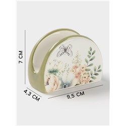Салфетница Доляна «Цветы», доломит, 9.5×4.3×7 см, белая