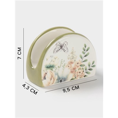 Салфетница Доляна «Цветы», доломит, 9.5×4.3×7 см, белая