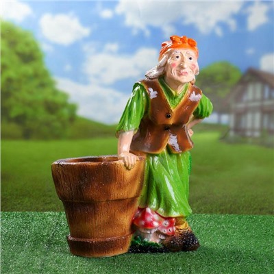 Декоративное кашпо из гипса «Бабка-ёжка», 1.35 л, 24×24×53 см