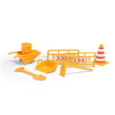 Машина "Автокран" с дорожными знаками, в коробке