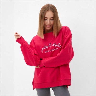 Свитшот женский MINAKU: SPORTY & STYLISH, фуксия, размер 48