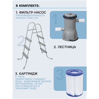 УЦЕНКА Бассейн каркасный Steel Pro Max, 366×100 см, фильтр-насос, лестница, круглый, 5614X Bestway