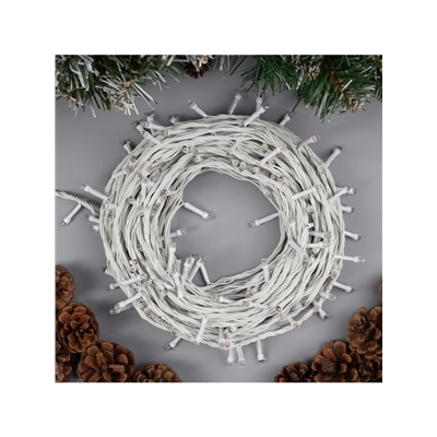 Гирлянда «Нить» 20 м, IP20, белая нить, 200 LED, свечение тёплое белое, 8 режимов, 220 В