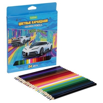 Карандаши 24цв "COOL RACING" ECO (090020) Хатбер