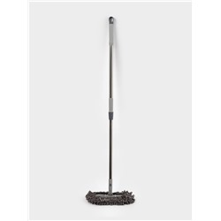 Швабра для мытья пола плоская гибкая Доляна, насадка из микрофибры букли 29×13 см, телескопическая стальная ручка 75(116) см, серая
