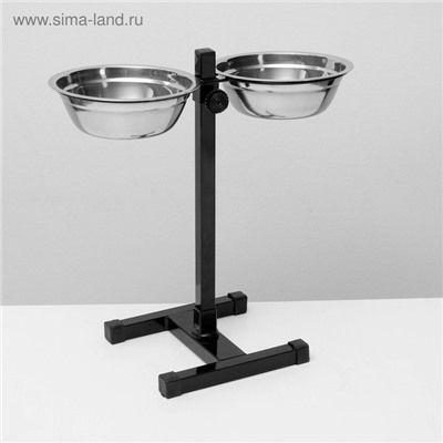 Подставка с мисками, 2×700 мл, высота 40 см, разборная, чёрная
