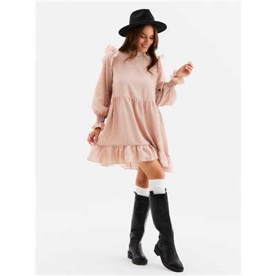 Платье мини женское с рюшами MIST, размер 44, розовое