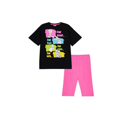 Комплект трикотажный для девочек: брюки (легинсы укороченные), фуфайка (футболка)