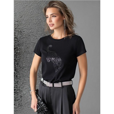 Нарядная футболка с принтом фольгой из премиального хлопка с эластаном