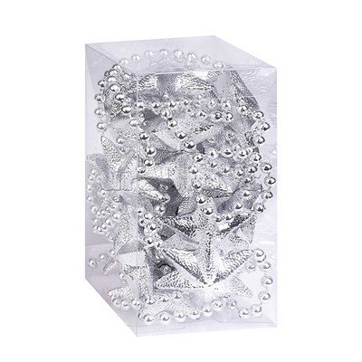 Бусы новогодние "Серебряные" со звёздами (3,5м)