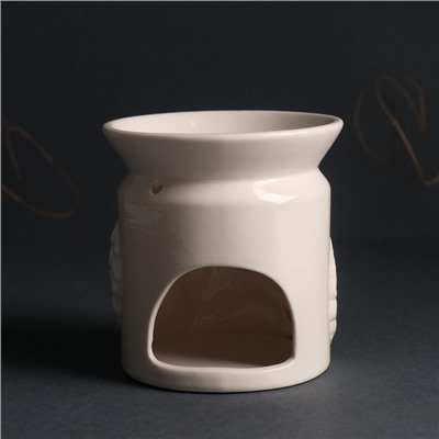 Аромалампа для эфирных масел «Листва», керамика, белый, 9×9×9.4 см