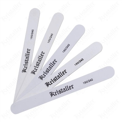 Kristaller Набор одноразовых пилок на деревянной основе, 180/240 грит, широкие, белый, 5 шт. 11226