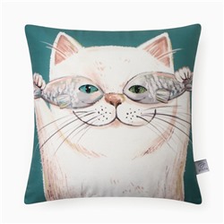 Подушка декоративная «Этель. Счастливый котик», 40×40 см, велюр