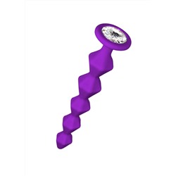 Фиолетовая анальная цепочка с кристаллом Buddy - 17,7 см.