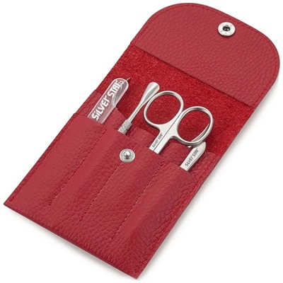 Silver Star Маникюрный набор «МН 05-6» Красный 5 предметов натур. кожа на кнопке