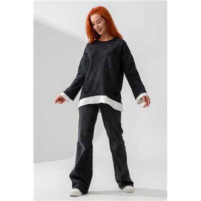 7489W лонгслив женский (Винтаж черный)