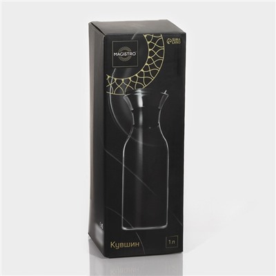 Графин Magistro «Богема», 1 л, с крышкой-клапаном, стекло, прозрачный