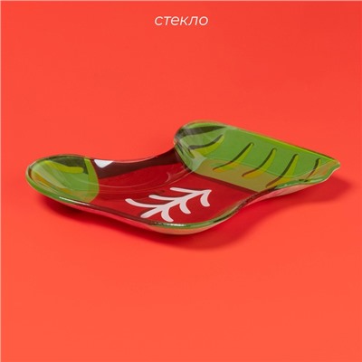 Блюдо сервировочное Доляна «Сапожок. Новогодний», 16×14 см, стекло