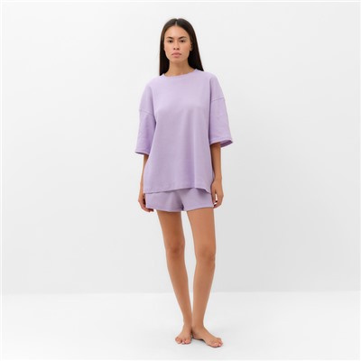 Пижама женская (футболка, шорты) KAFTAN Basic line, размер 48, сиреневая