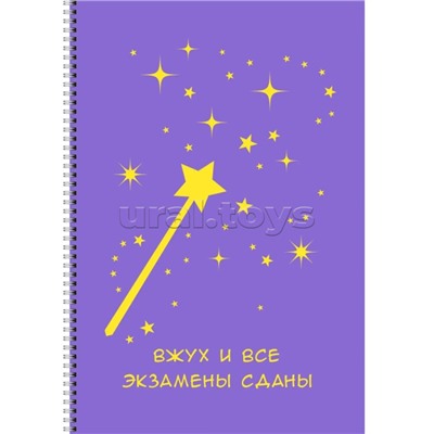 Тетрадь 80л. клетка "Вжух" А4 обл.:мел.картон, пантонная печать, выб.лак. Евроспираль.Бум.–оф.60г/м2