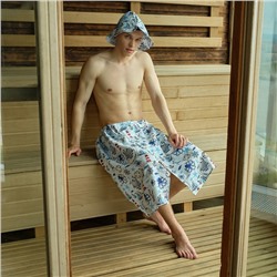 Набор для сауны «Этель. Капитан», килт 75×144 см, шапка, хлопок 100%