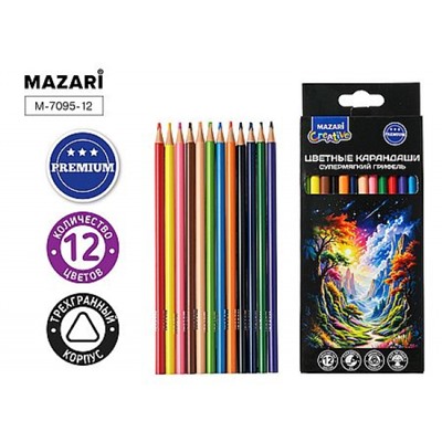 Карандаши пластиковые 12цв "Creative" супермягкие M-7095-12 Mazari